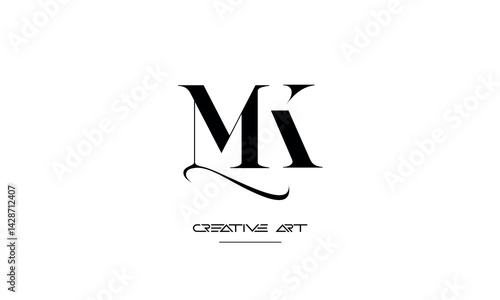 MK, KM, M, K abstract letters logo monogram