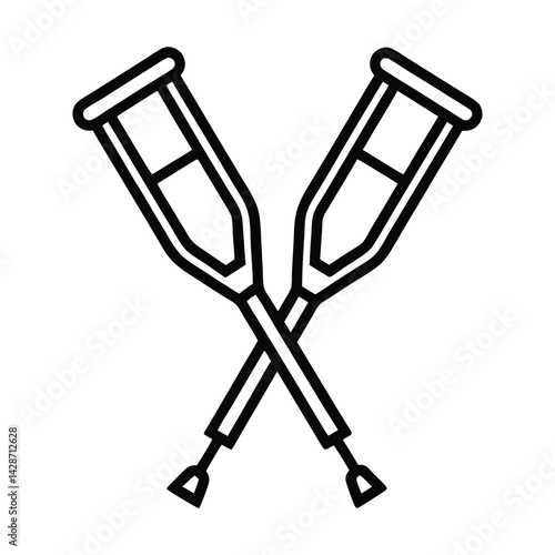Crossed Crutches Icon with Accessibility Aid