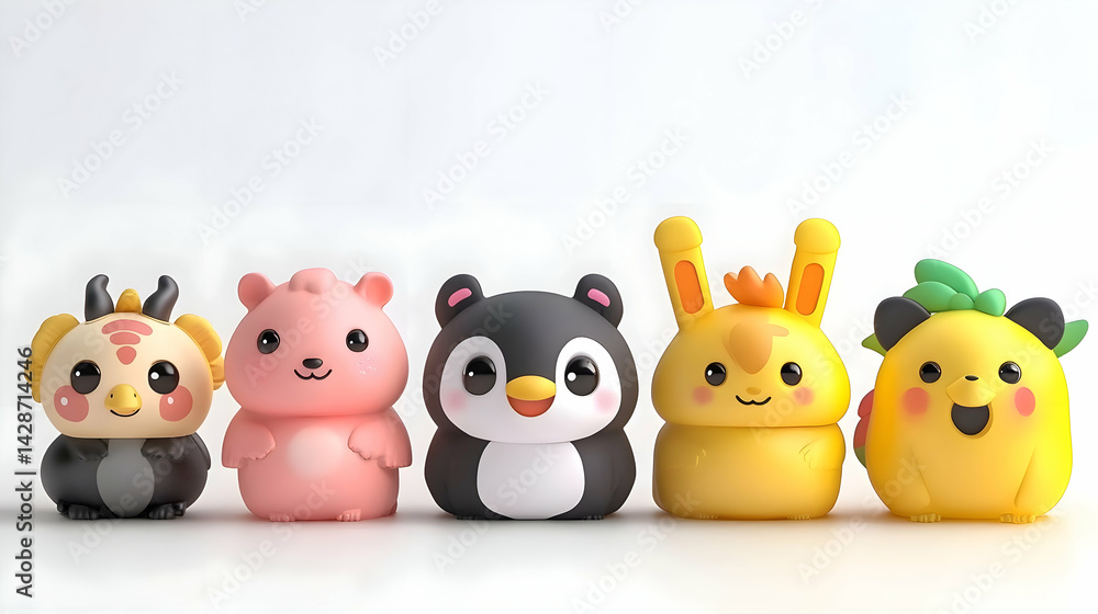 Fototapeta premium Cute Animals with Treats