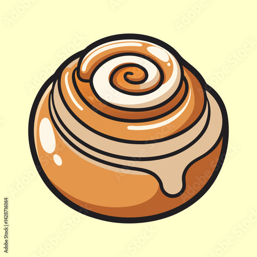 Delicious cinnamon roll with a swirl of icing, perfect for breakfast