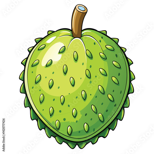 Green Spiky Fruit Illustration