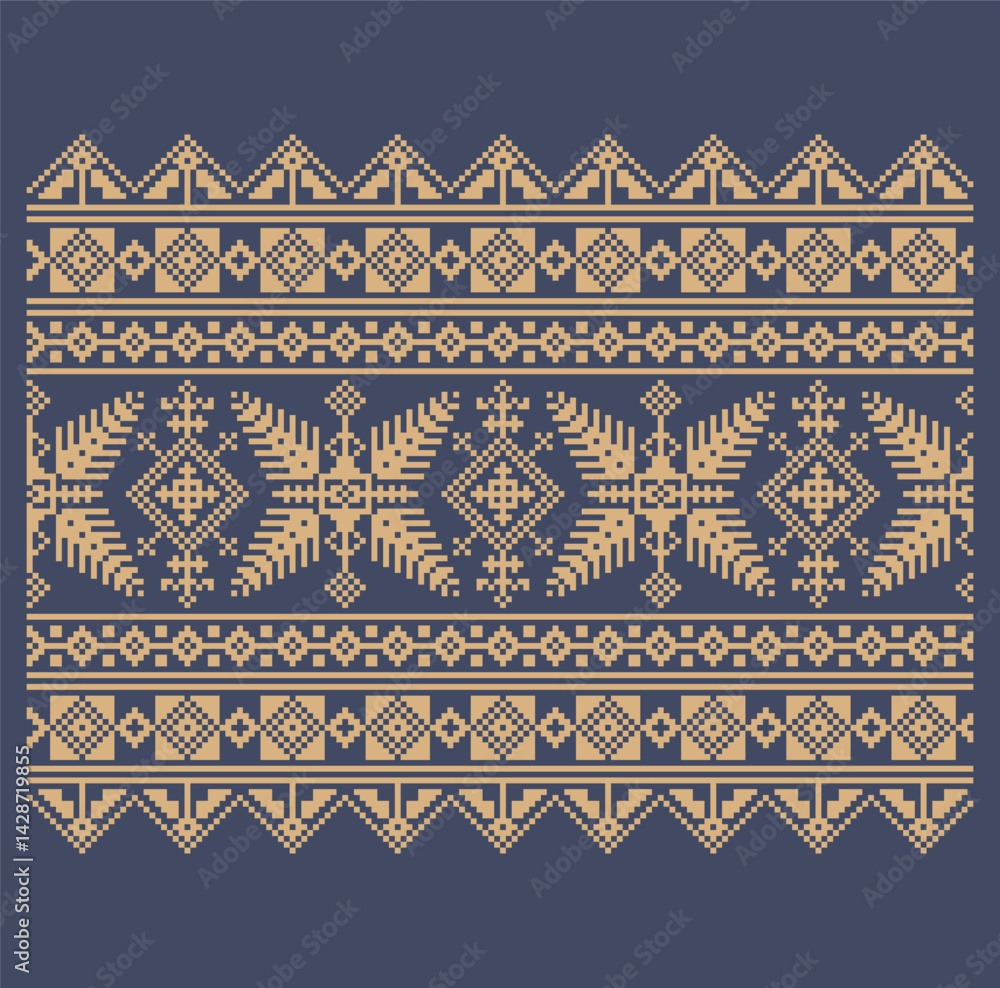 Ukrainian border pattern element. Stencil for block print or tattoo design. Floral geometric decor. Ukrainian border pattern element. Stencil for block print or tattoo design. Floral geometric decor.