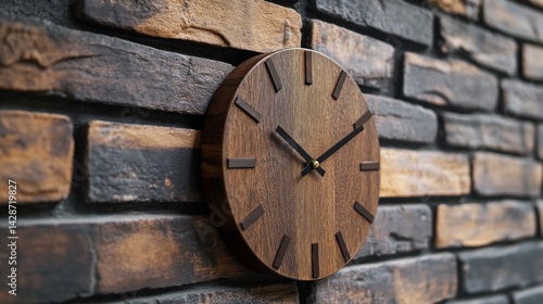 Wallpaper Mural Rustic Wooden Wall Clock on Brick Wall Torontodigital.ca