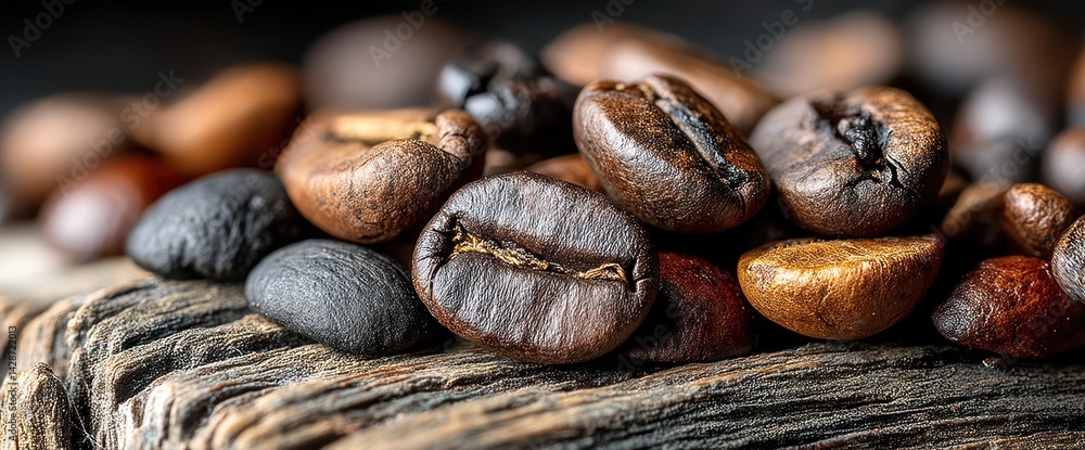 Obraz premium Roasted coffee beans close-up