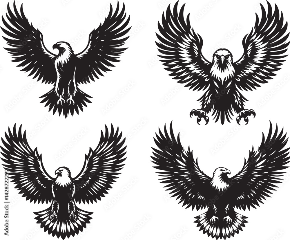 flying eagle silhouette vector front view flying eagle silhouette vector front view
