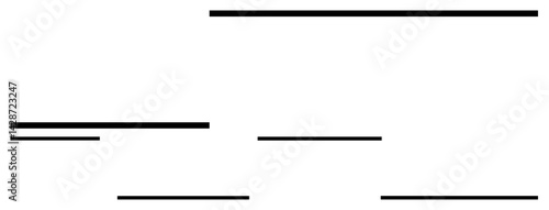 Horizontal black lines of different lengths and thickness arranged in a minimalist design. Ideal for graphic design, modern art, simplicity, contemporary themes, symmetry, balance, simple landing