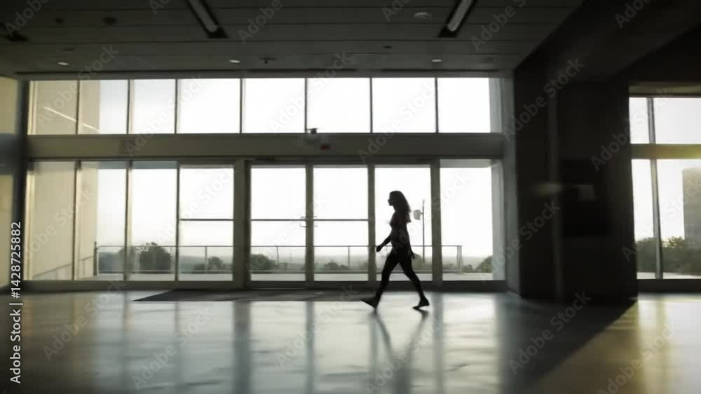 Silhouette of a person walking across a bright open space Silhouette of a person walking across a bright open space