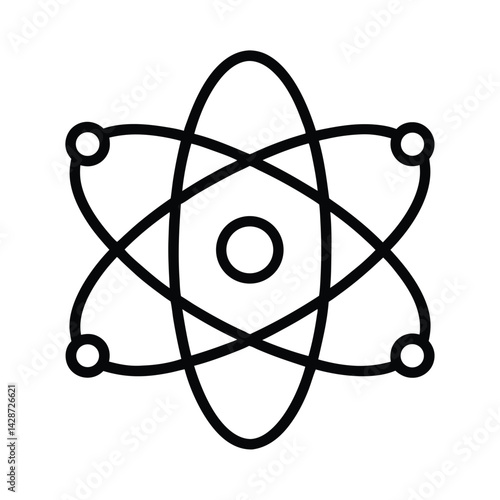Atom Icon Depiction on a Transparent Background