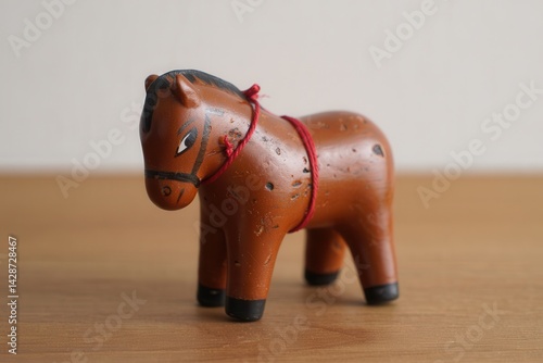 Vintage miniature toy horse figurine. Christmas handmade traditional souvenir.
