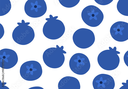Seamless pattern with Blueberry, berry texture, backdrop for summer. National Blueberry Month