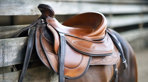 Brown Leather Saddle on Horse Back