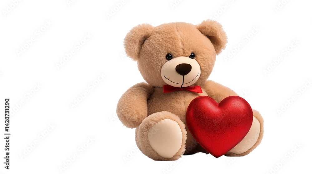 A teddy bear holding a red heart against a black background A teddy bear holding a red heart against a black background