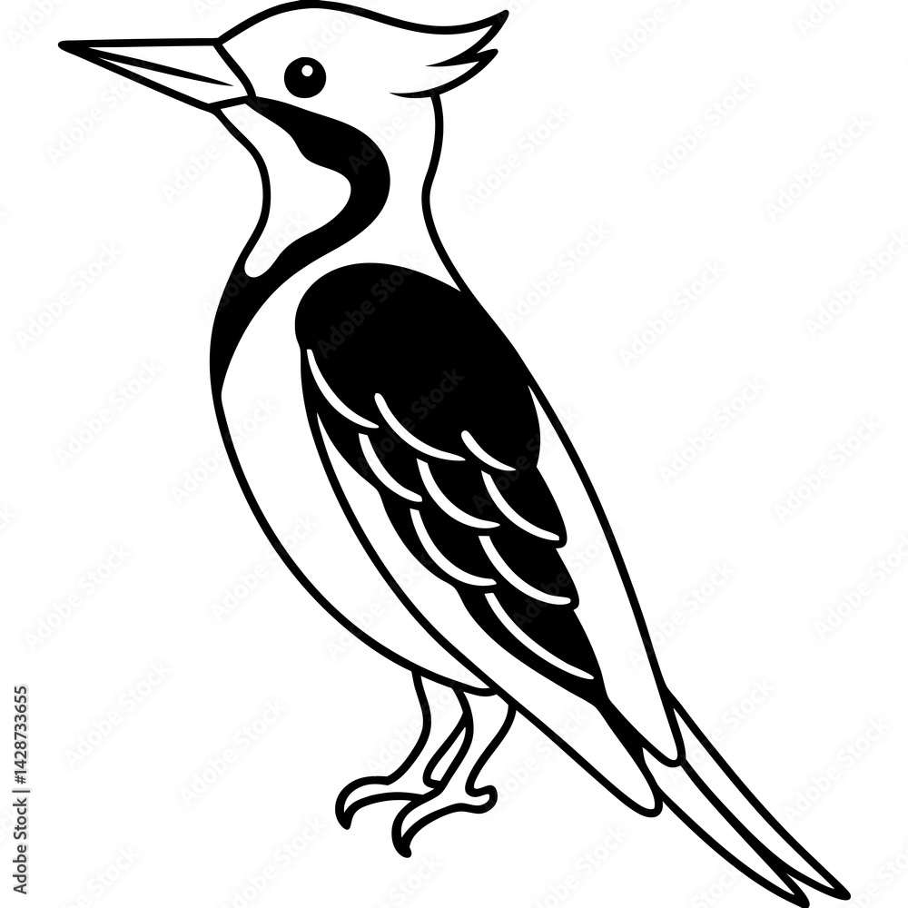 Fototapeta premium Minimalist Woodpecker Line Art Vector