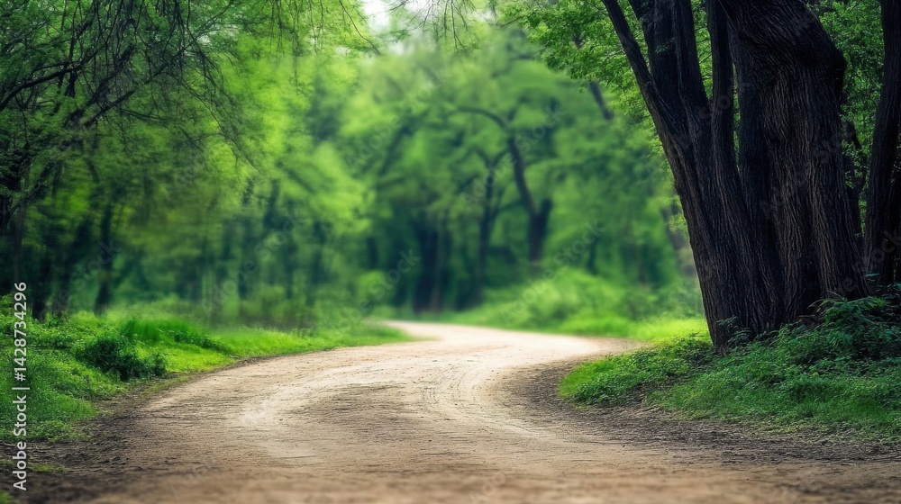 A serene forest path winds through lush greenery on a sunny day, inviting a peaceful walk in nature. A serene forest path winds through lush greenery on a sunny day, inviting a peaceful walk in nature.