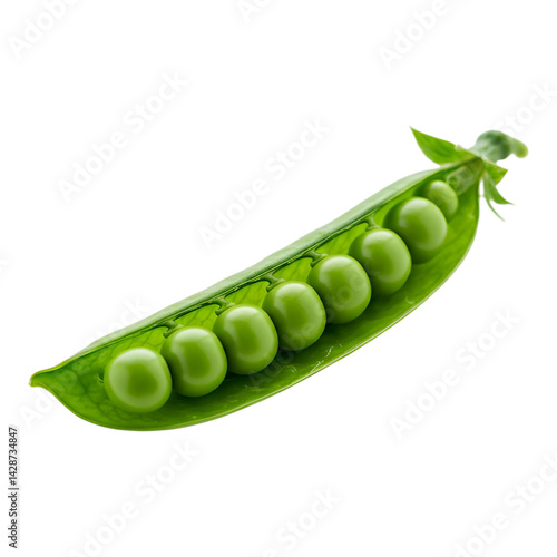 Green pea pod with visible peas inside