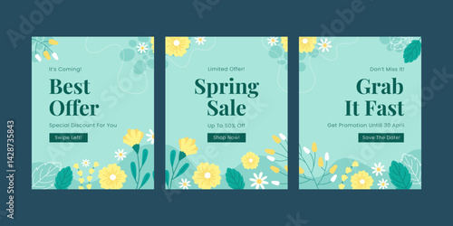 Set of spring season abstract creative artistic templates. Universal cover Designs for Annual Report, Brochures, Flyers, Presentations, Leaflet, Magazine, Sale Promotion