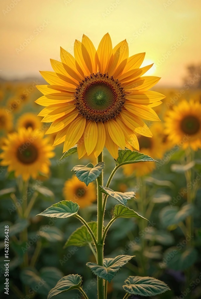 Obraz premium Single Sunflower at Sunset