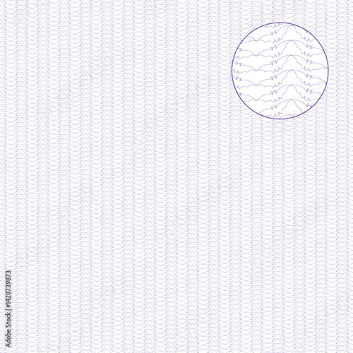 Decorative vector guilloche background grid with bats pattern