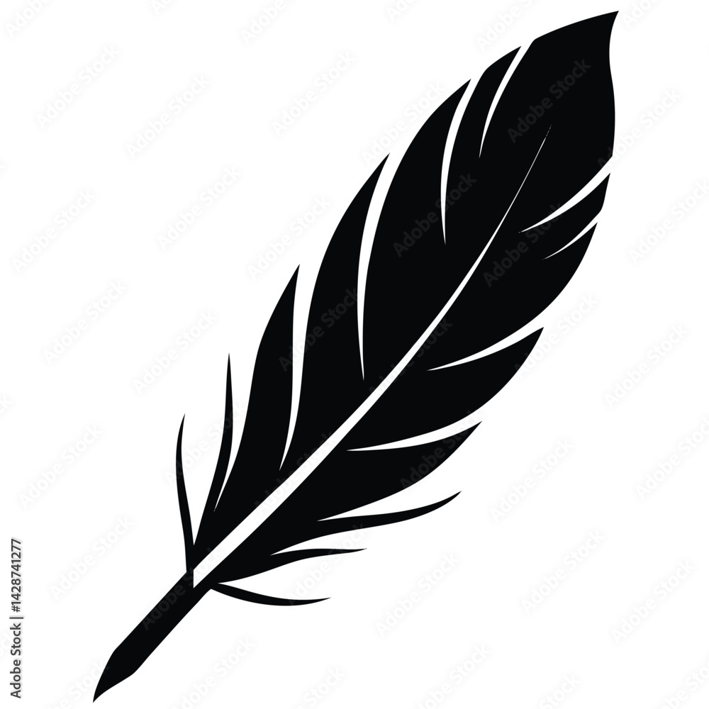 Obraz premium Isolated Black Vector Dancer using Element feather accessory With White Background
