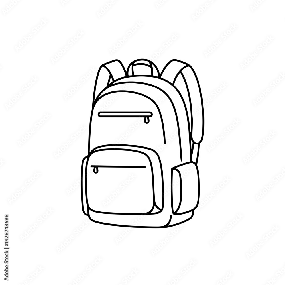 Obraz premium Backpack icon in minimalistic line art style representing travel and daily use