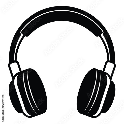 Wallpaper Mural Isolated Black Vector Dancer using Element headphones  With White Background Torontodigital.ca