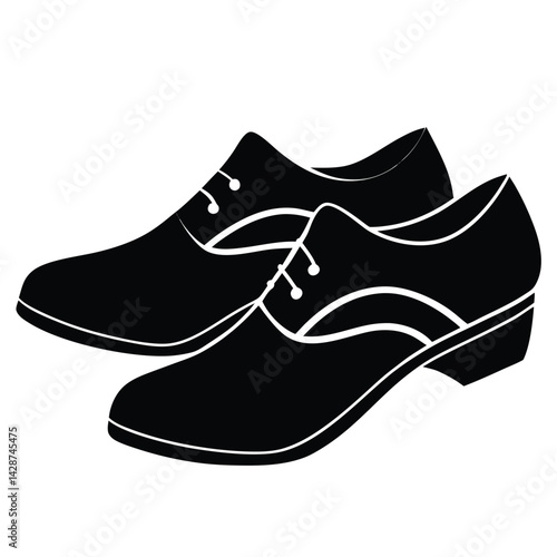 Canvas Print Isolated Black Vector Dancer using Element jazz shoes With White Background