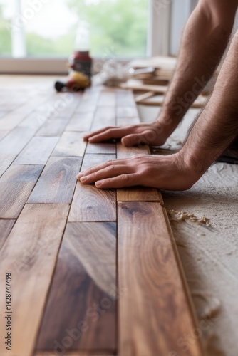 Hardwood flooring installation with hands-on construction expertise in home renovation