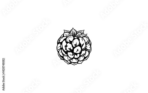 Arctic Raspberry – AI-Detailed Drawing of Compact Berry with Tiny Drupelets