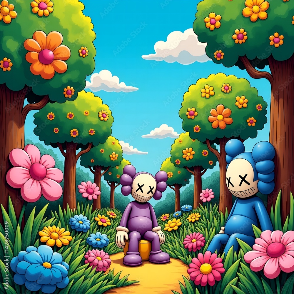 Fototapeta premium easter bunny with eggs