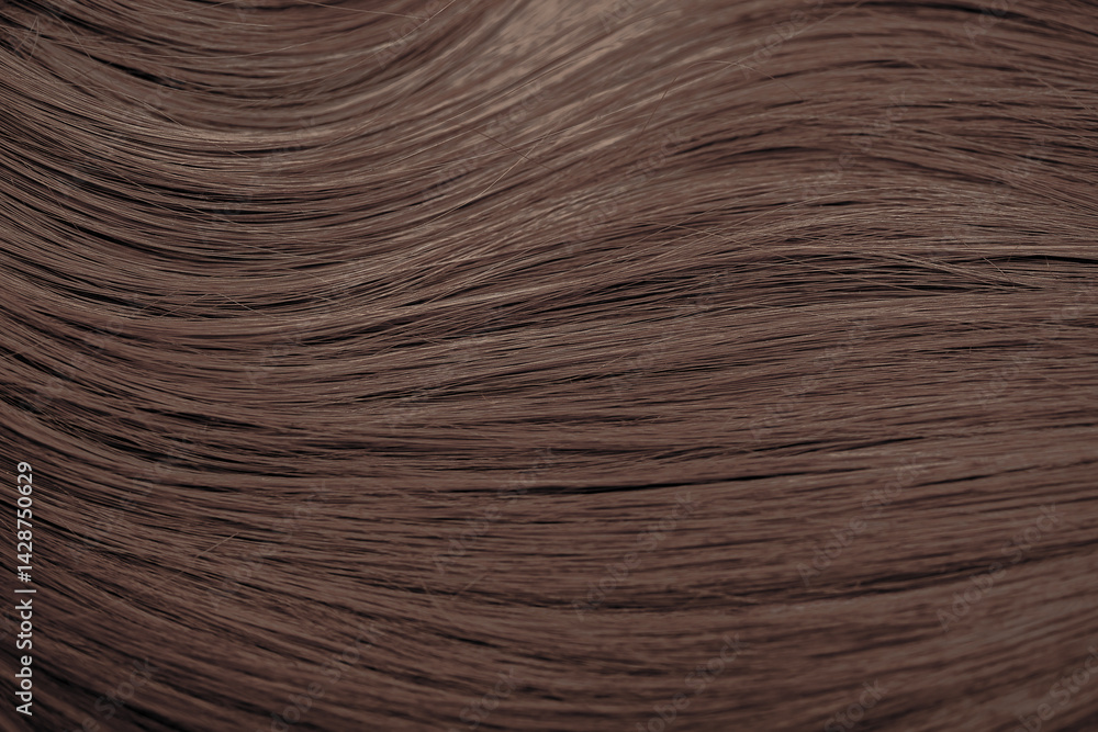 Brown hair close-up as a background. Women's long brown hair. Beautifully styled wavy shiny curls. Hair coloring. Hairdressing procedures, extension. Brown hair close-up as a background. Women's long brown hair. Beautifully styled wavy shiny curls. Hair coloring. Hairdressing procedures, extension.