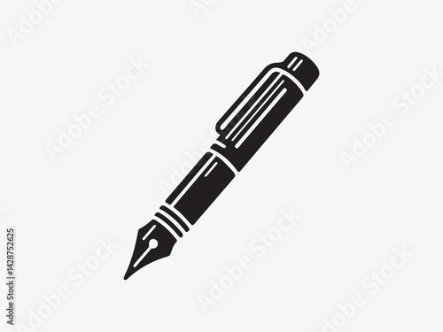 A solid black pen silhouette illustration, set of pen vector
