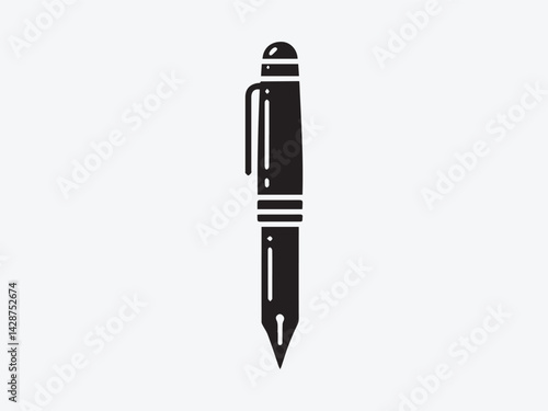 A solid black pen silhouette illustration, set of pen vector