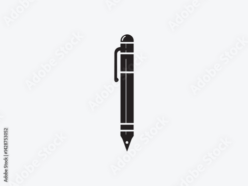 A solid black pen silhouette illustration, set of pen vector
