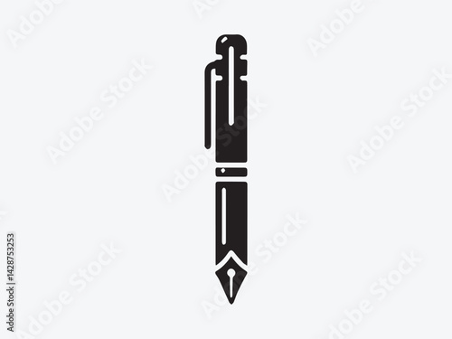 A solid black pen silhouette illustration, set of pen vector