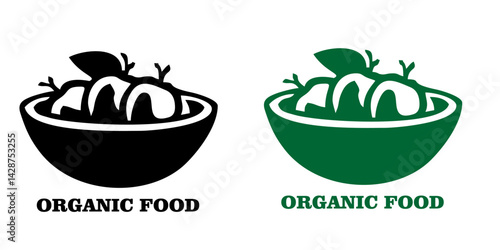 organic food logo with thin line wheat ears