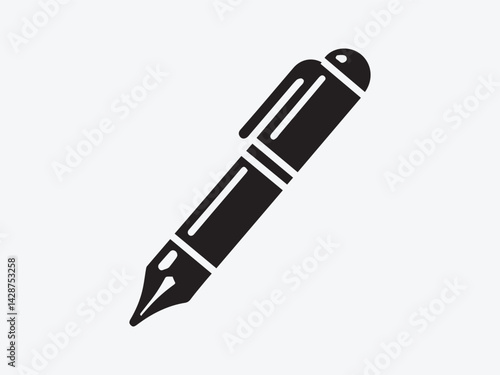 A solid black pen silhouette illustration, set of pen vector