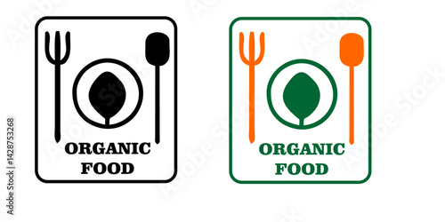 organic food logo with thin line wheat ears