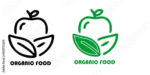 organic food logo with thin line wheat ears