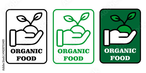 organic food logo with thin line wheat ears