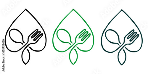 organic food logo with thin line wheat ears