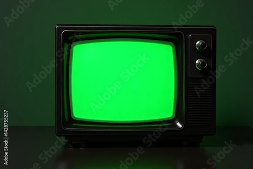 old tv with green screen