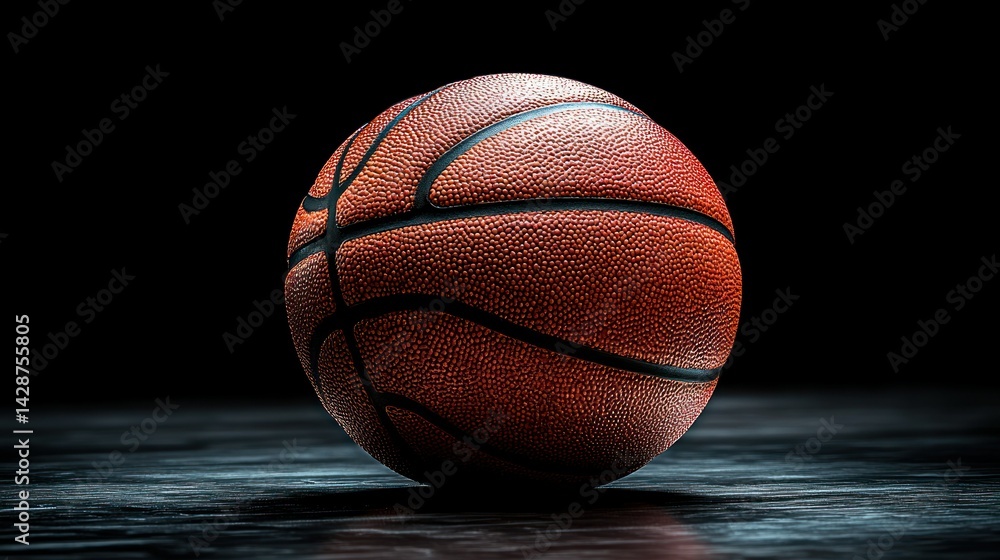 Obraz premium Close-up of a basketball on a dark surface