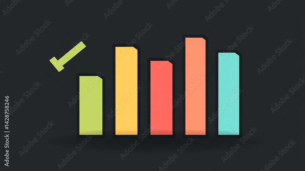 Bold tech-themed bar chart with dark gray and glowing color lines Bold tech-themed bar chart with dark gray and glowing color lines