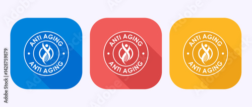Anti aging icon design illustration. Anti aging sign symbol in shadow button design