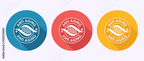 Anti aging icon design illustration. Anti aging sign symbol in shadow button design