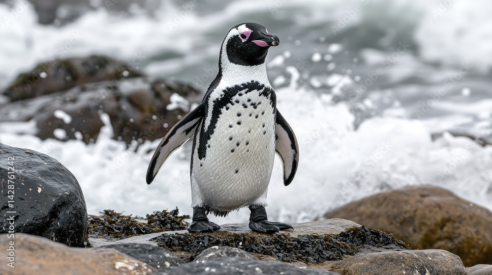 Naklejka premium penguin on the rocks