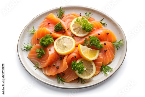 Deliciously Plated Smoked Salmon with Lemon and Herbs