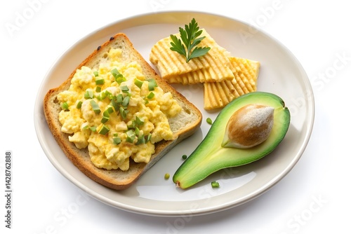 Scrumptious Scrambled Eggs Breakfast Sandwich with Avocado and Chips