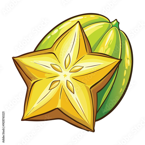 Star Fruit, Cut and Whole