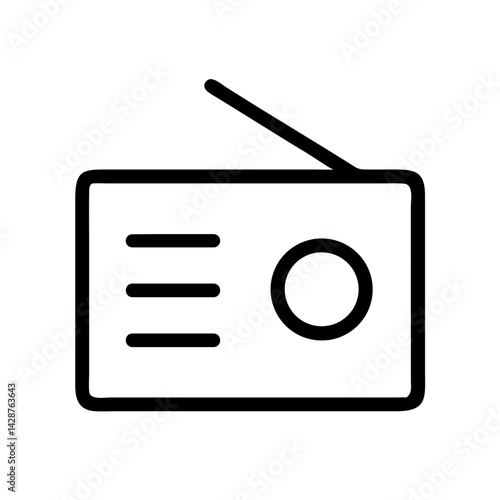 radio vector icon for broadcasting, music listening, and news transmission, flat stroke icon for apps and websites
